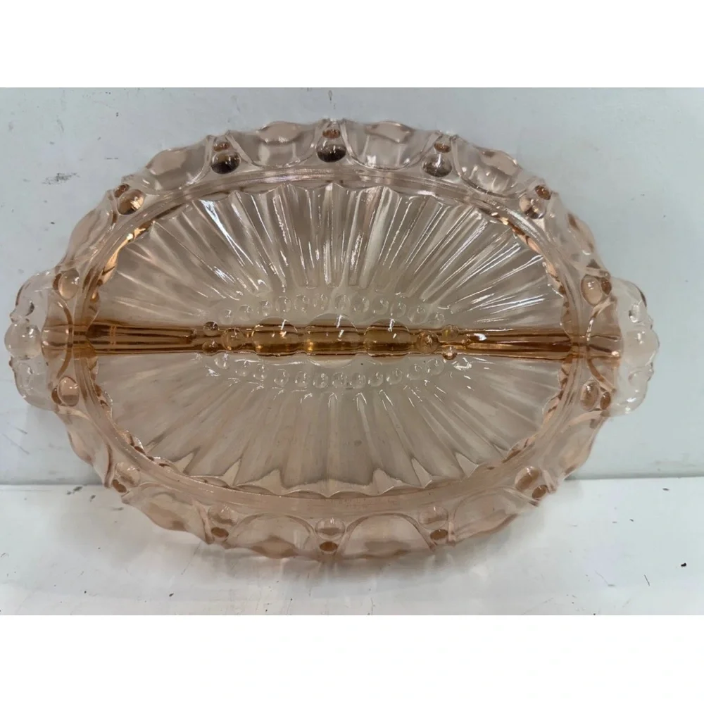 Anchor Hocking Pink Glass Oval Platter - Picture 4 of 5